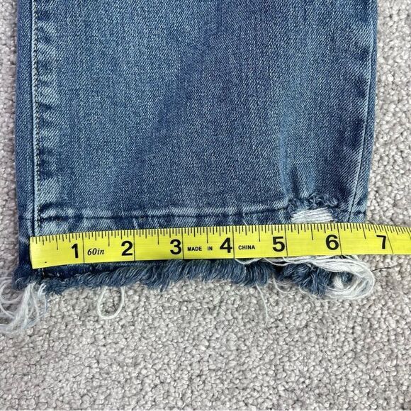 We The Free Jeans Women's 25 Blue Slim Skinny Leg Frayed Hem Ripped Button Fly - Picture 12 of 13